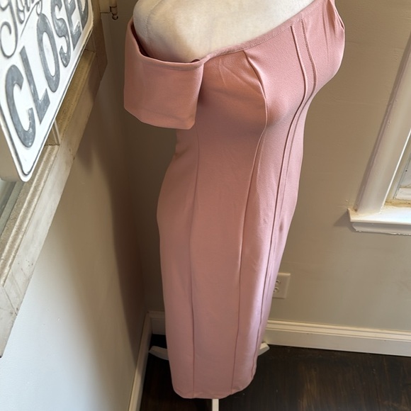 Zara Off The Shoulder Midi Dress Pink NWT - Picture 7 of 15